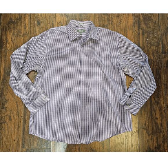 Kenneth Cole Reaction Button Up Shirt Size XXL Purple White - Picture 1 of 4